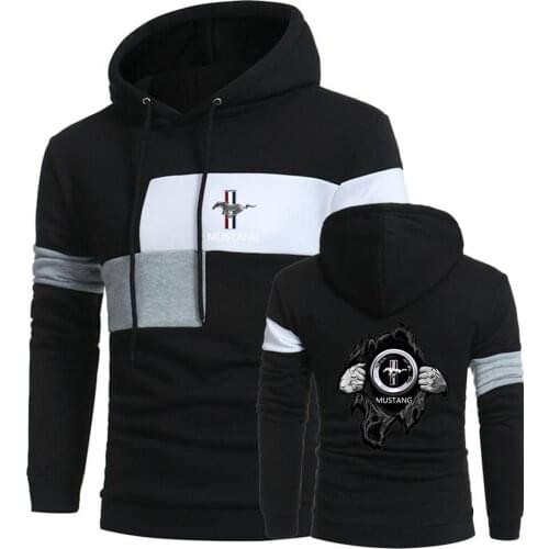 2021 New Spring Autumn Mens Mustang Car Logo Custom Hoodies Print Hooded Leisure Tops Pure Cotton Pullover Sweatshirts