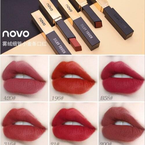 NOVO 2019 Matte Lipstick Small Gold Bars Luxury Silky Touch Waterproof Long Lasting Nourish Moisturizing Lip 6 colors Lip Makeup