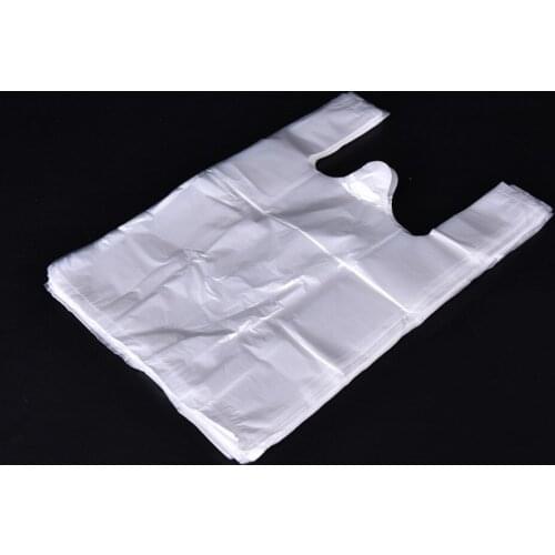 Bags with Handle Food Packaging Carrier Bags Portable Transparent Shopping Supermarket Plastic 100pcs 20*30cm