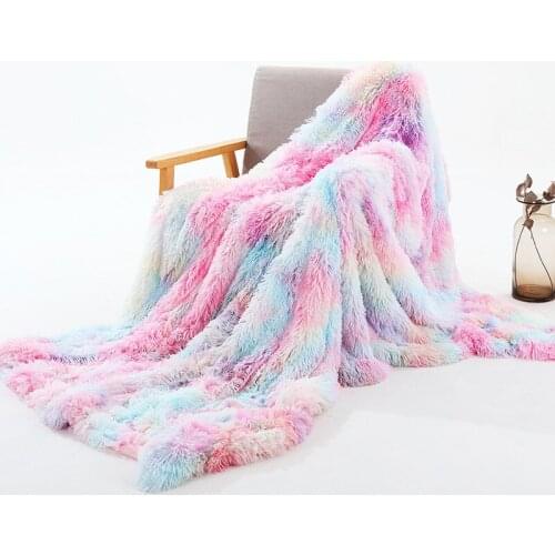 New Plush Double-layer Color Blanket Fashionable Nordic Living Room Sofa Blanket Home Nap Leisure Travel Tie-dye Blanket