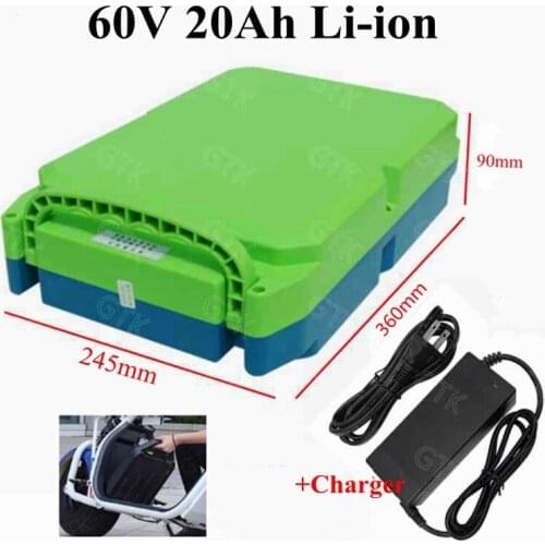 Portable 60V 20Ah Lithium-ion battery 60v 18ah li ion for two Wheel Foldable citycoco electric scooter bicycle +67.2V 5A charger