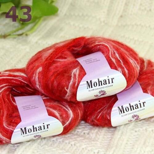 Sale New 3BallsX25g Luxury Soft Mohair Warm Wrap Shawl Hand Knit Crochet Yarn 291-43 Red White Multi