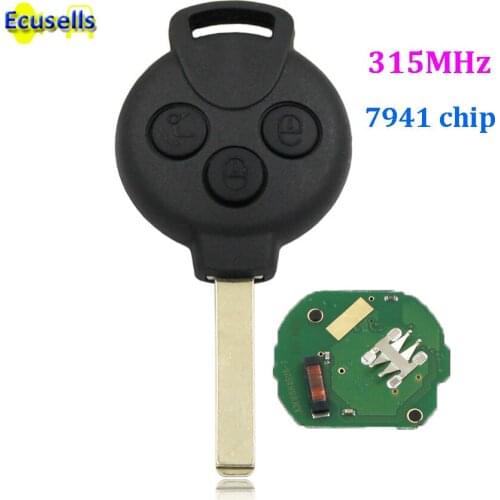 3 Buttons smart Remote Key 315Mhz with ID46 PCF7941 Chip for Mercedes-Benz Smart Fortwo 451