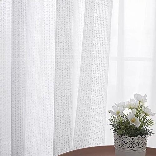 Japanese White Small Floral Curtains Tulle for Living Room Bedroom Window Screen Balcony Jacquard Sheer Home Decor Drape