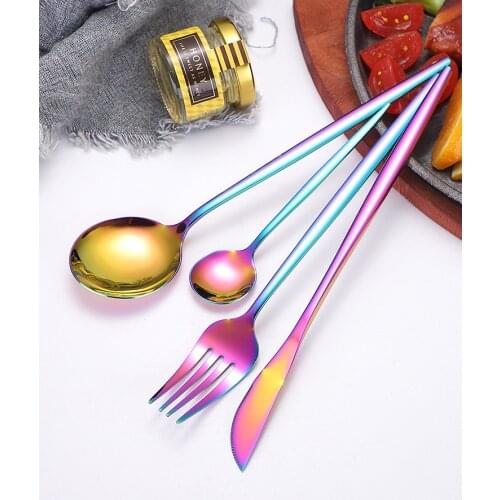 1SET Black Gold Cutlery Set 18/10 Stainless Steel Dinnerware Silverware Flatware Set Dinner Knife Fork Spoon Dropshipping XB 041