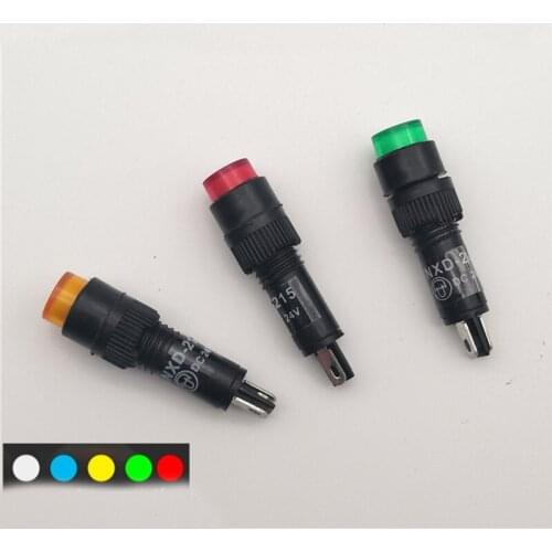 NXD-215 Small LED Power Signal Indicator Light Lamp 110V 220V Mounting Hole 8mm 10pcs