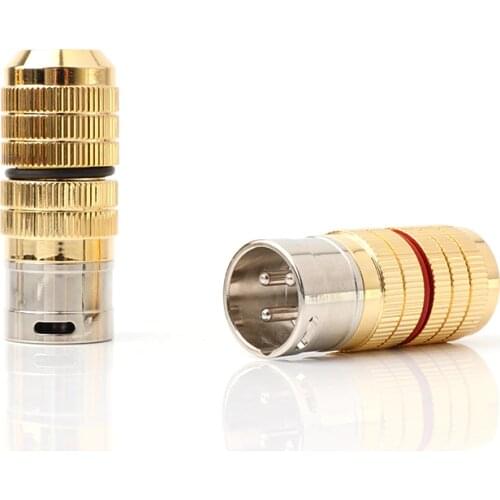 2 Red 2 White CGF Hifi XLR Plug High-end Gold XLR Cable 3 Pins Connector for DIY