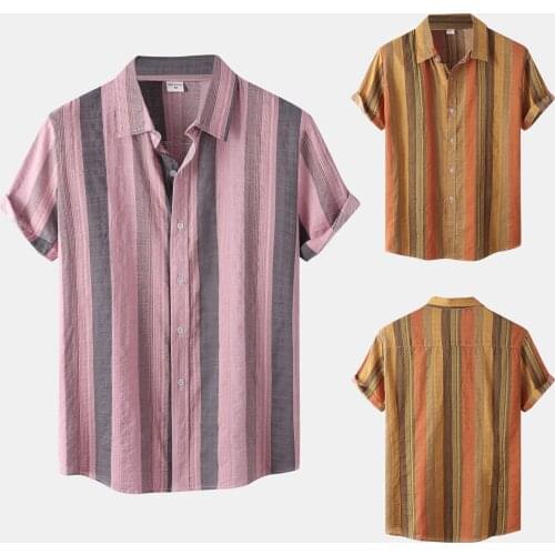 2021 Summer Fashion Men Shirts Casual Short Sleeve Stripe Shirt High Quality Men Clothing Tops Shirts Shirts For Men Camisa