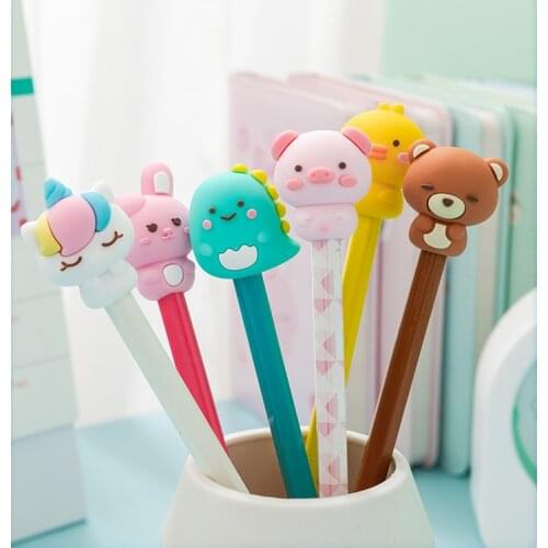 3PCS/Lot 3D Animalas Dinosaur Rabbit Pencil Gel Pen Cap Topper Protective Cover Cartoon Decor For Kids School Student Stationary