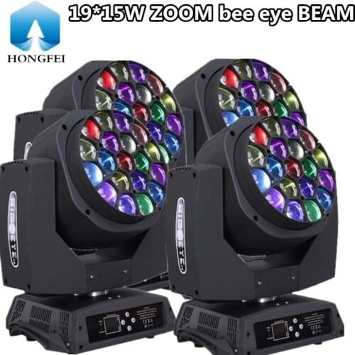 4pcs/ LED19*15W zoom moving head light rotating bee eye beam light stage dj lamp (single point control)