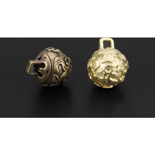 5PCS Brass Bell Beads Vintage Copper Paracord Beads Small Bell Keychain DIY Accessories