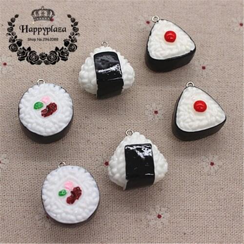 6pcs Cute 3D Resin Sushi Simulation Miniature Japan Food Art Charm DIY Craft Decoration,about 25mm