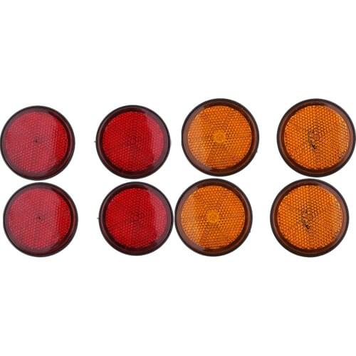 8 pcs 2 Inch Round High Visibility Reflective Reflector Light Assembly for Motorcycles Motor ATV Bikes Dirt Bike Red & Orange