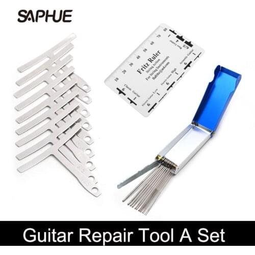 9Pcs Understring Radius Gauge + String Action Ruler Gauge Tool + Guitar Bridge Saddle Nut Files Set Guitar Repair Tool Accessori