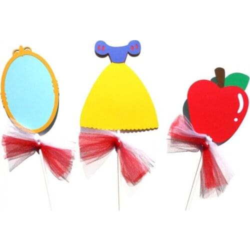 Snow White Princess Cupcake Toppers with ribbons wedding girls birthday bridal baby shower Party food picks