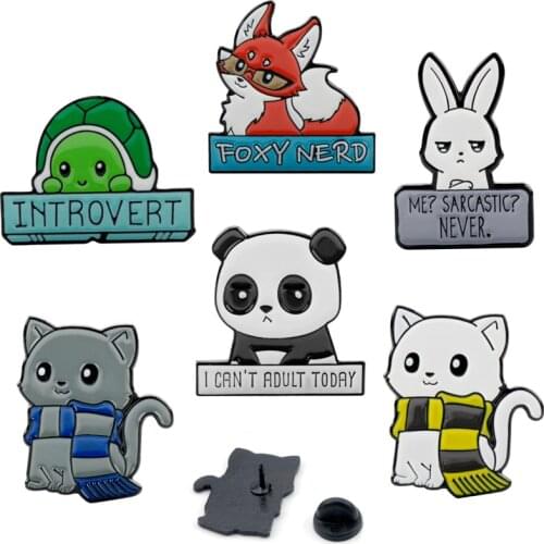 Lovely Animal Letters Brooch Enamel Pin Women Men Lapel pin Badges Cute Rabbit Fox Cat Brooches pins Gift