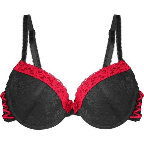 Mierside 29525 Push Up Bras Band Decoration Black Rose Pattern Lace Sexy Size Bras of Wemon C/D/DD