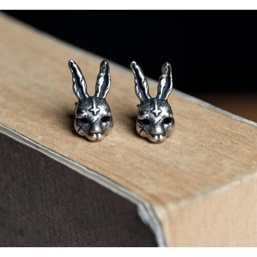925 pure silver, personality, Satan rabbit ear studs.1piece
