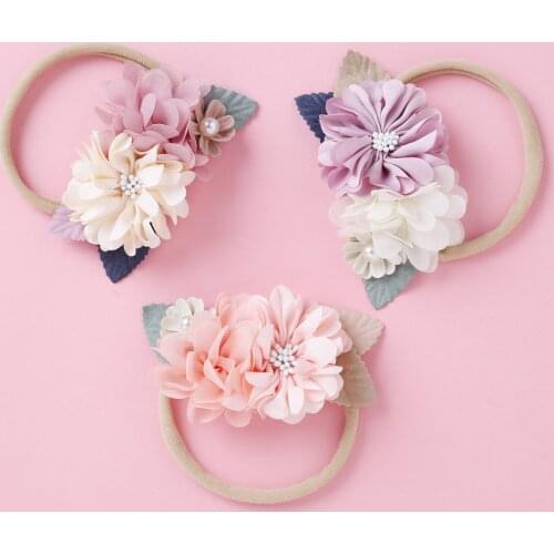 Baby Headbands Flower For Girls Handmade Bundle Nylon High Elasticity Hair Band Baby Hairband Headdress Newborn Hair Accessories