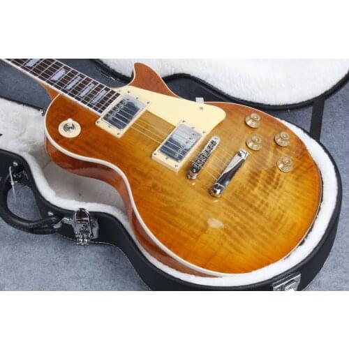 Electric guitar,Honey Burst , solid maple cap, mother of pearl inlay,1 pc body 1 pc neck, frets binding, quality guitar