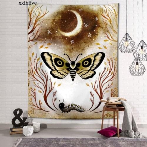 Tapestry Gothic Moth Butterfly Background Decorative Wall Hanging For Living Room Bedroom Dorm Room Home Decor