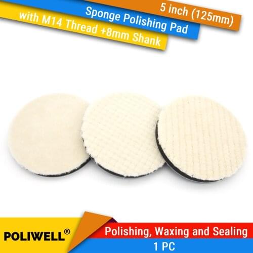 3PCS 5 inch 125mm Flocking Wool Felt Polishing Sponge Wheel Hook&Loop Waxing Pads for Grinding and Polishing Machine