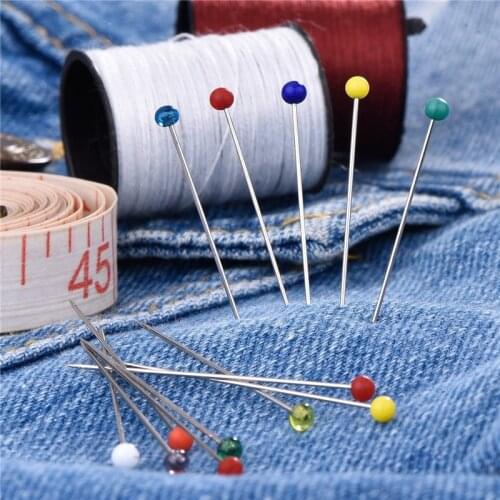 38mm fashion Sewing Needles colored glass head bead pin stitch knitting needles sewing fixed DIY safety pin US001