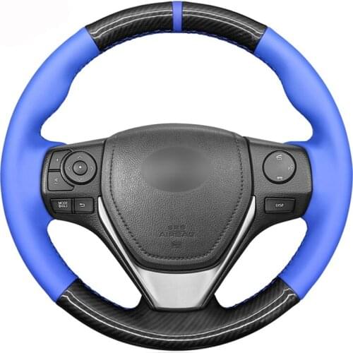Black Carbon Fiber Leather Car Steering Wheel Cover for Toyota RAV4 Corolla Auris 2012-2019 Isis Corolla iM Scion iM 2015-2016