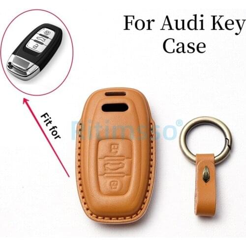 Leather Remote Smart Key Cover Fob Case Shell For Audi A1 A3 A4 A5 A6 A7 A8 Quattro Q3 Q5 Q7 2009 2010 2011 2012 2013 2014 2015