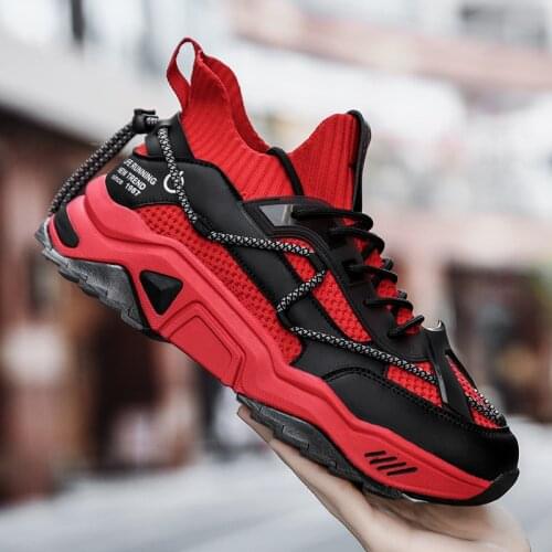 New Men Chunky Shoes Breathable Mesh Casual Shoes Lightweight Sneakers High Quality Antiskid Damping Casual Sneakers Zapatillas