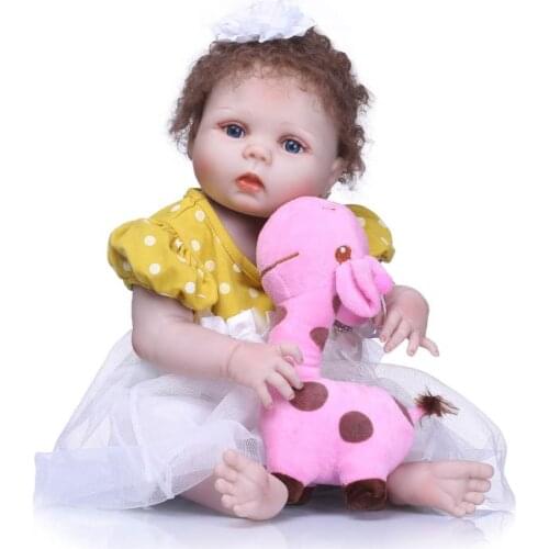 22" Girl Doll Reborn Full Body Silicone Reborn Babies Enter Water with Pacifier Bottle Bebe Alive Reborn Bonecas Kids Gift
