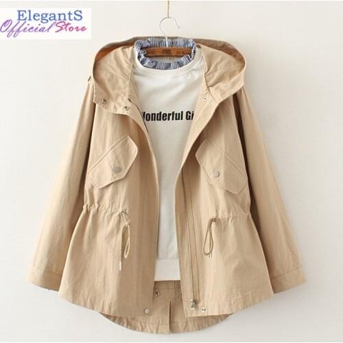 Japan Harajuku Hooded Jacket Women Loose Zipper Hoodie Coat Female Hoody Windbreaker Mori Girl Outwear 2019 Winter Clothing