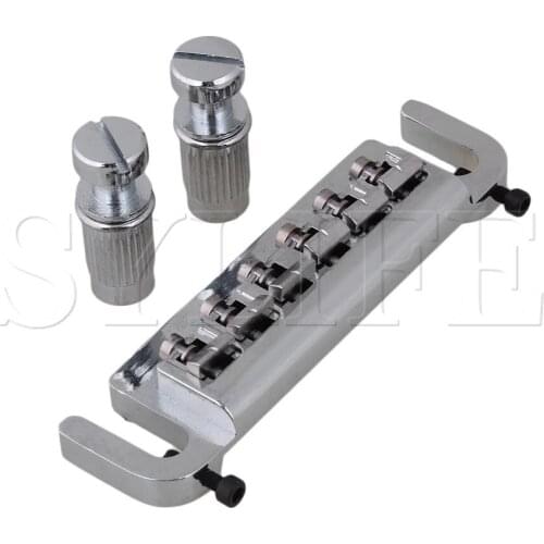 Brass Saddles Turn over Guitar bridge Tailpiece For Electric Guitar Chrome