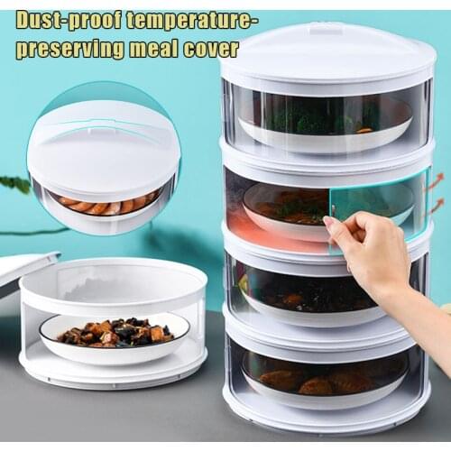 Multi Layer Detachable Hot Dishes Food Storage Box Kitchen Table Leftover Protection Cover Transparent Stackable Box Container
