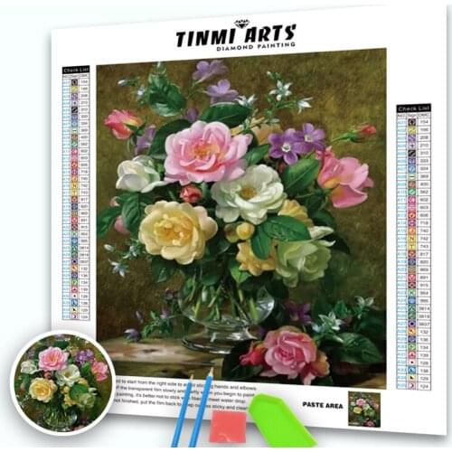 5D DIY Diamond Flower Arrangement Flower Vase Cross Stitch Diamond Embroidery Mosaic Diamond Home Decor