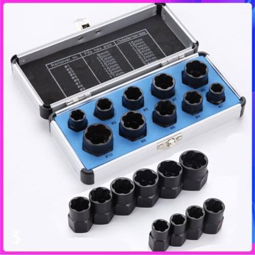 11pcs/Set Damaged Bolts Nuts Screws Remover Extractor Removal Tools Set Threading Tool Kit Black Nuts And Bolts Extractors Box