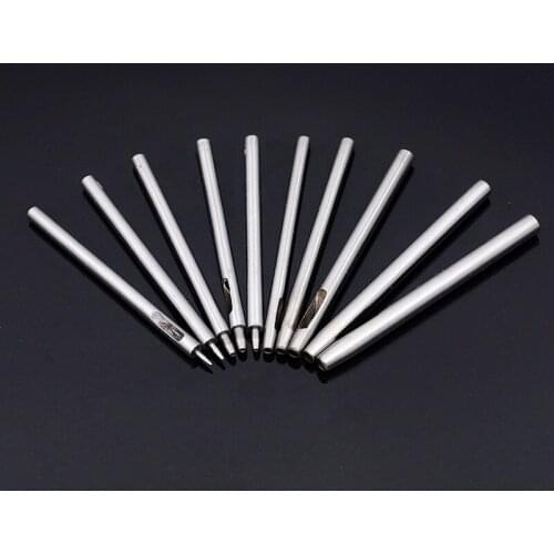 10pcs Round Steel Leather Craft Hollow Hole Gasket Punch Set Metal Leather Punching Tools for DIY Leather Craft Making