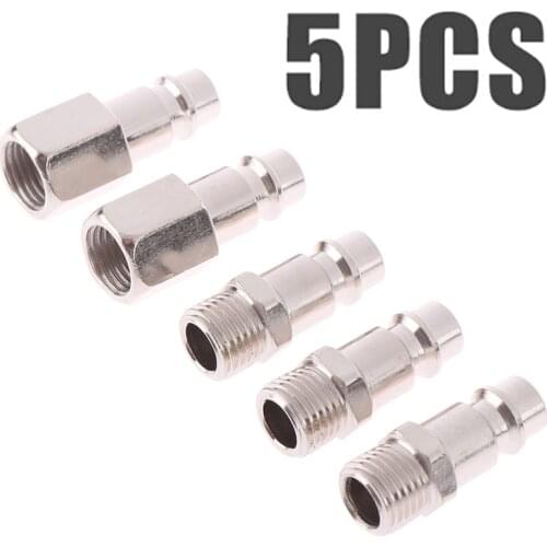 New 5pcs 1/4" BSP Femal/Male Air Line Hose Compressor Connectors Silver Euro Male Quick Release Fittings Hot Sale