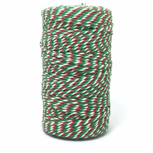 NEW 8ply 1MM~1.5mm Cotton Bakers Mix (150yard/spool) Bakers Twine Gift Packing white+red+green Twine for Crafting