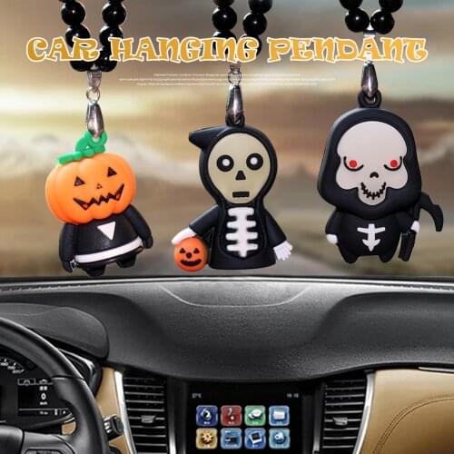 New Halloween Decoration Pumpkin Car Interior Rearview Mirror Ornaments Hanging Decor Halloween Car Pendants Car Styling Gift