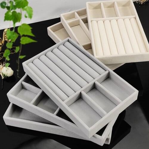 3PCS/set Drawer Velvet Jewelry Storage Tray Ring Bracelet Gift Box Jewellery Organizer Earring Holder Jewelry Display Case