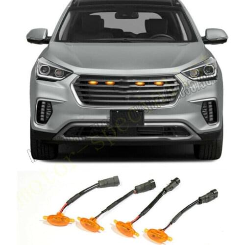 NEW For Hyundai Santa Fe 2013-2018 Front Grille LED Light Raptor Grill Trim Cover 4PCS car accessories
