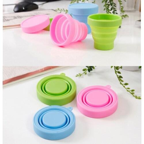 Portable Outdoor Tableware 170ML Foldable Silicone Cup Camping Hiking Travelling Easy Carry Water Drinking Cups Collapsible Cups