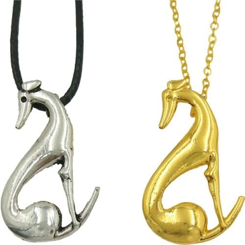 Drop shipping vintage Italian Greyhound dog pendant necklace Women cute Spanish Grey Whippet Hound animal necklace Jewelry gift