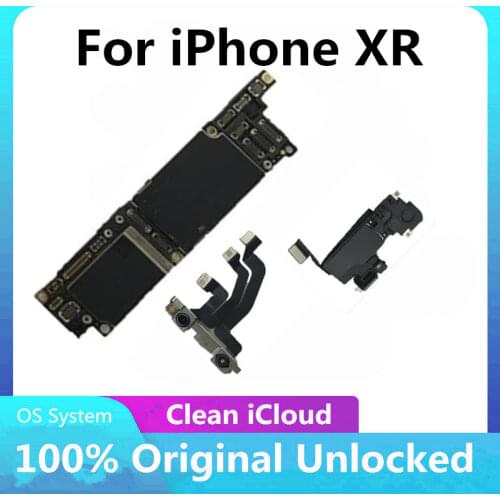 100% Unlocked Motherboard For iPhone XR unlocked Mainboard With / Without Face ID Free iCloud IOS System Logic Board