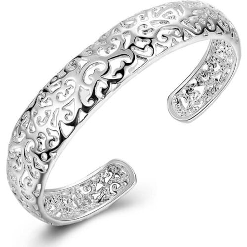 Silver color charm jewelry hollow bangles opening retro classic wild style top quality global hot