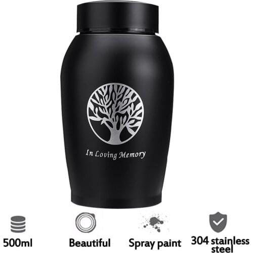 500ML Gold/Black Stainless steel Urns Pets Dog Cat Birds Mouse Cremation Ashes Urn Keepsake Casket Columbarium Pets Memorials