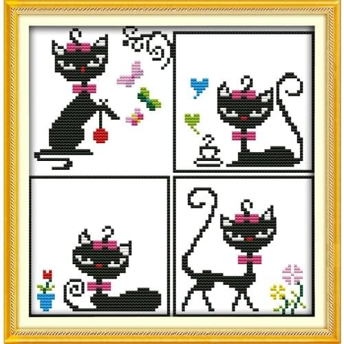Everlasting Love Cat Princess Chinese Cross Stitch Kits Ecological Cotton Stamped 14 11CT DIY Christmas Gift Wedding Decoration