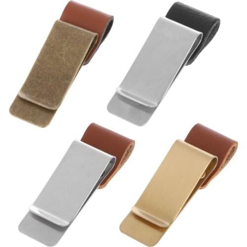 Vintage Handmade Leather Stainless Steel Pen Holder Clip Journal Notebook Paper Folder Holder Gift School Office Supplies C26