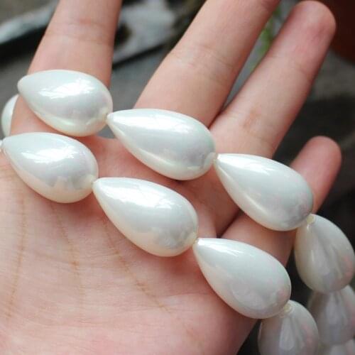 16X28mm White Shell Pearl Water Drop Beads15"/38cm,14pcs Beads For DIY Jewelry Making !We provide mixed wholesale for all items
